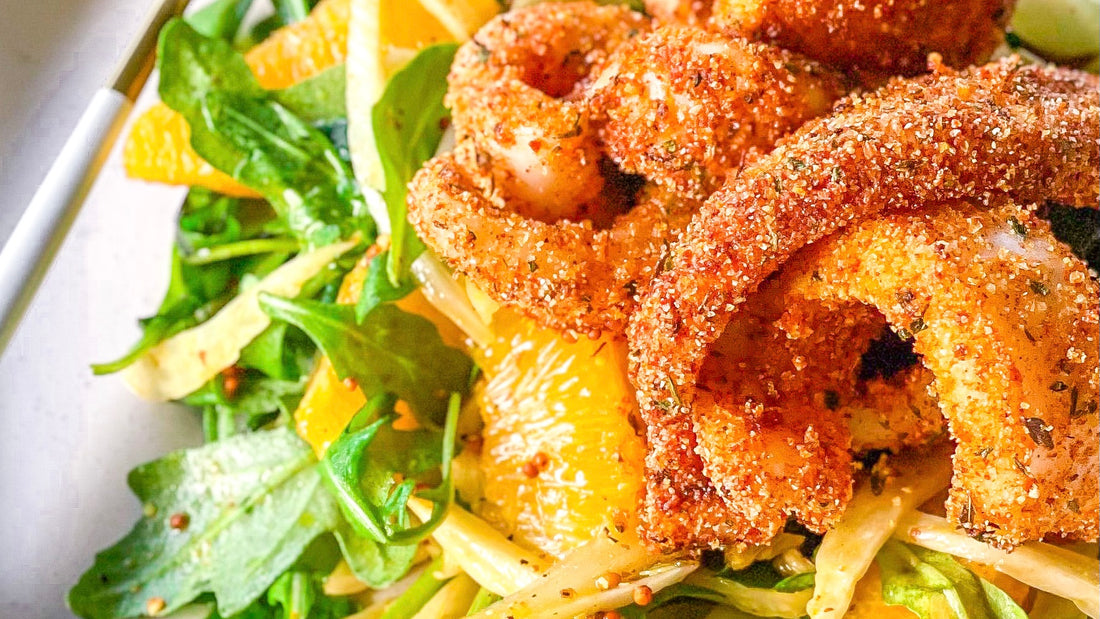crunchy air fryer squid salad with everything orange fennel moroccan recipe