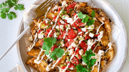 loaded spiced wedges with just flavour everything and spicy mexican air fryer recipe