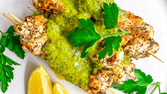 lemon herb chicken skewers with chimichurri just flavour recipe