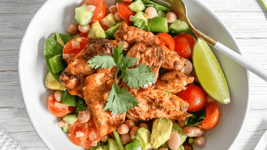 mexi chicken warm bean salad healthy recipe with just flavour mexican seasoning