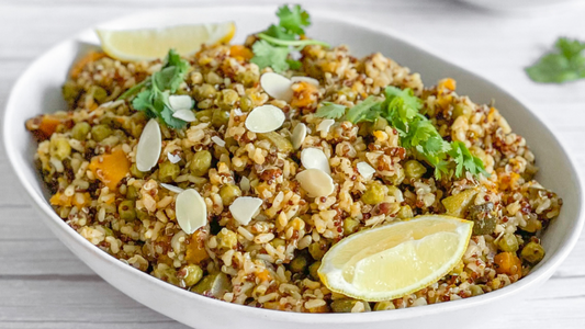 Vegetable pilaf with brown rice and quinoa just Flavour lemon herb recipe